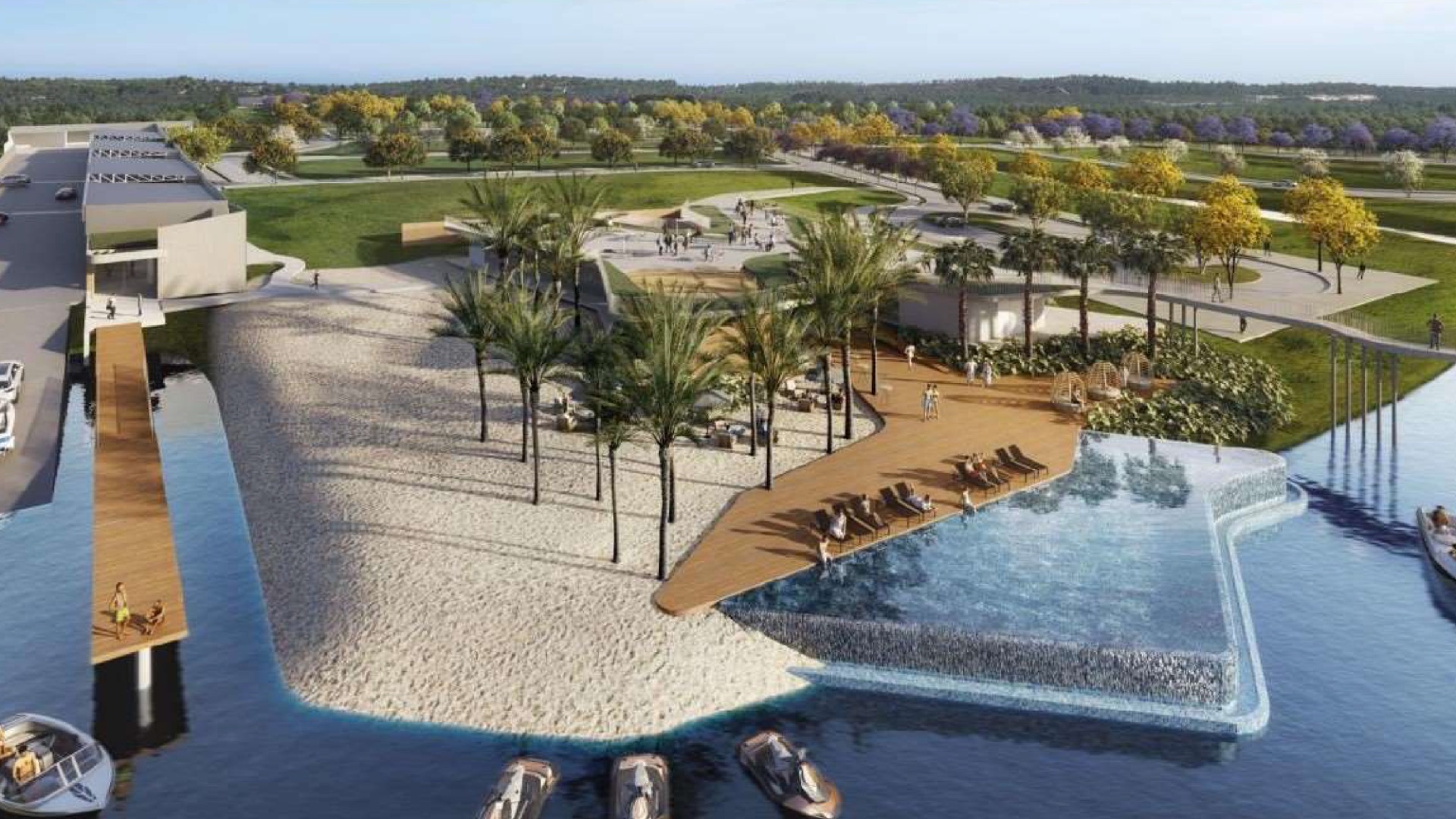 Praia artificial privativa.